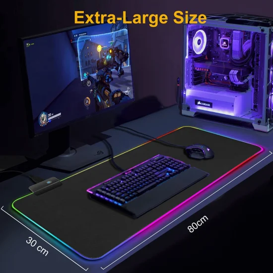 Custom Extended Large Mousepad RGB LED Glowing Keyboard Mat Promotion Gift Desk Mat Gamer Natural Rubber Gaming Mouse Pad Gamer Computer Accessories
